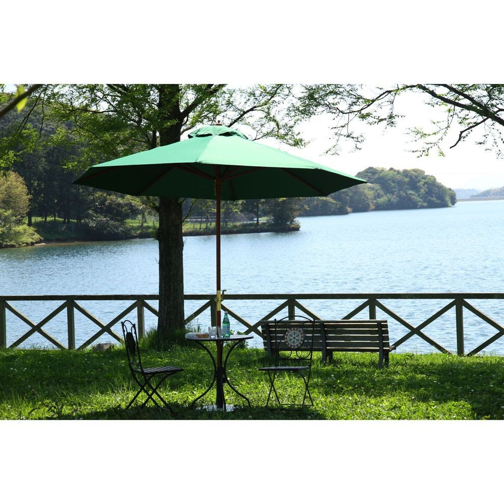 不二貿易  木製パラソル　270ｃｍ, アイボリー, 直径約2.5m