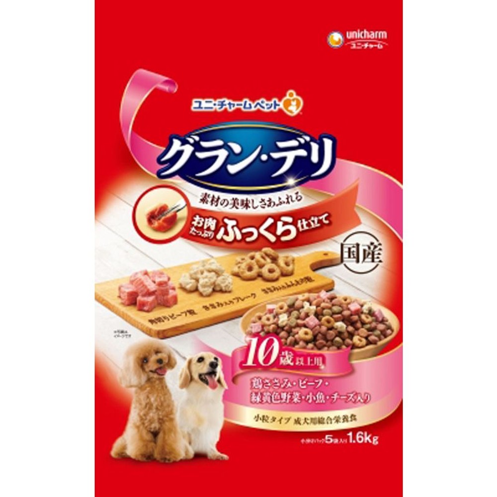 ユニチャーム　グランデリふっくら10歳鶏ささみ1．6ｋｇ, 10歳から鶏ささみ, 1.6kg