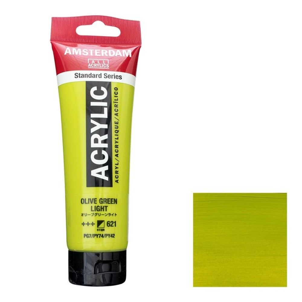 アムステルダム アクリリックカラー 120mL オリーブグリーンライト T1709-621 スタンダードカラー, オリーブグリーンライト, 120ml