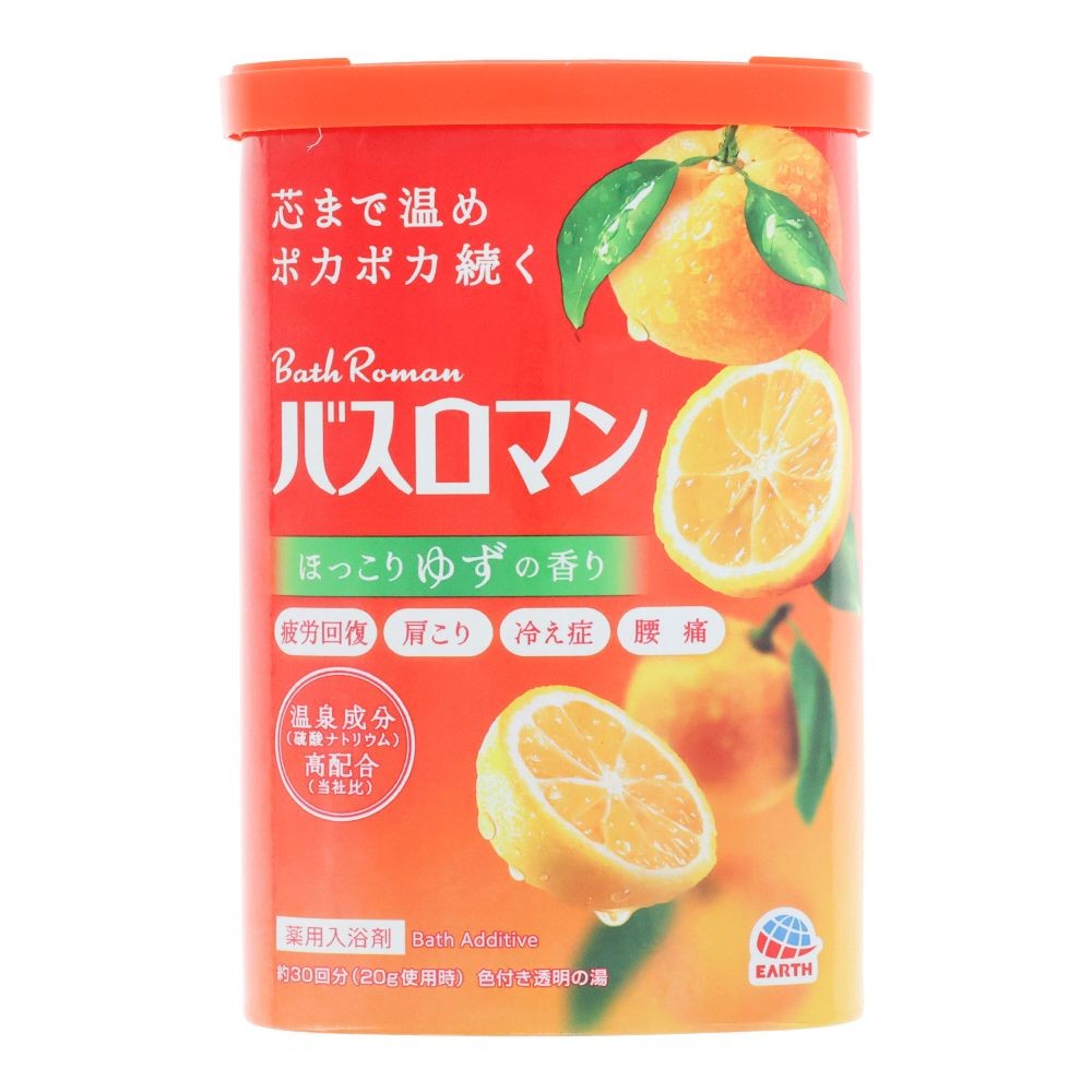 アース　バスロマン　ほっこりゆずの香り　６００ｇ, ウォームグリーン(色付き透明), 600g