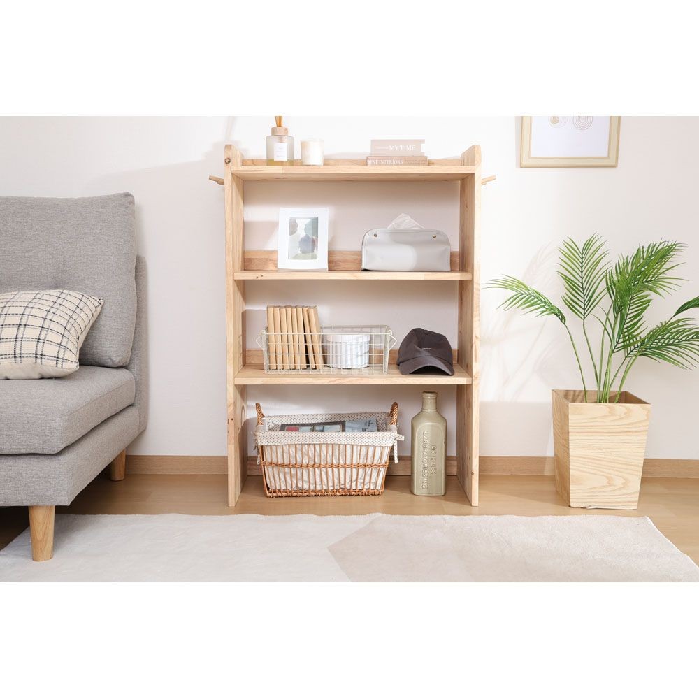 不二貿易 ＮＳ　壁面収納ユニット　トップ３段シェルフ【メーカー直送・代引不可】, ナチュラル, 幅700mm&times;奥行340mm&times;高さ1000mm