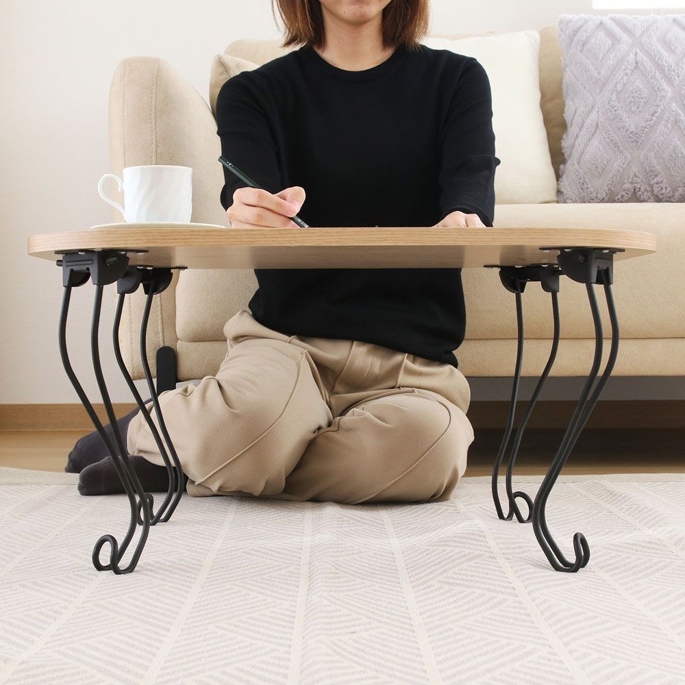 不二貿易 ねこ脚テーブル　６０４８　ナチュラル（木目）【メーカー直送・代引不可】, ナチュラル, 幅600mm&times;奥行480mm&times;高さ315mm