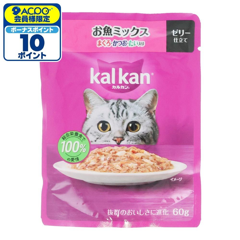 カルカンパウチ　お魚Ｍ　まぐろ・かつお・たい入り, お魚Ｍ　まぐろ・かつお・たい入り, 60g