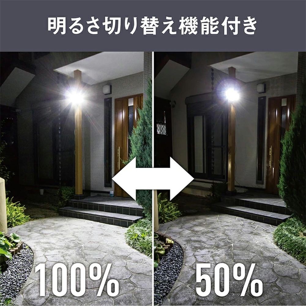 7.5W 3灯スライド型LEDセンサーライト S-340L 株式会社ムサシ, ブラック, 幅171mm&times;奥行170mm&times;高さ128mm