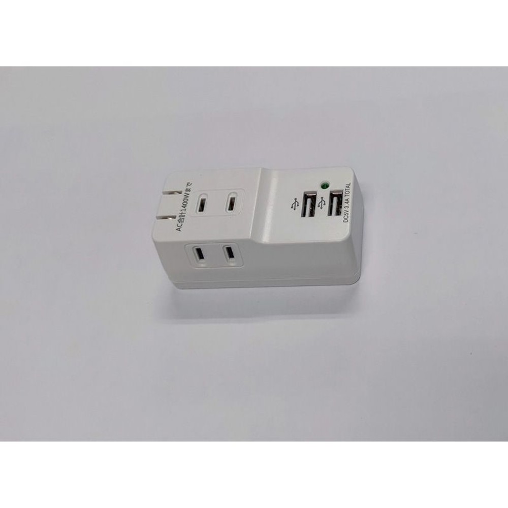 雷サージ付3．4Ａ　ＵＳＢ2ポート3個口タップ, 白, 3個口