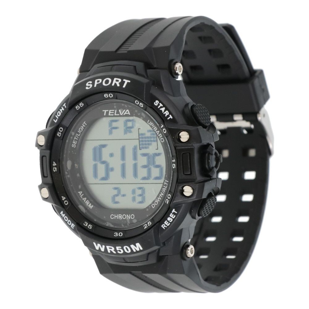 クレファー　デジタルウォッチ　メンズ　ＴＥＬＶＡ, ブラック, メンズ