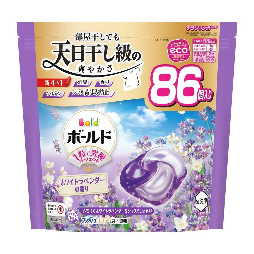 ボールド　ジェルボール４Ｄ　ホワイトラベンダー＆ジャスミンの香り　詰替　テラジャンボ 　８６個, ラベンダー, 86個入り