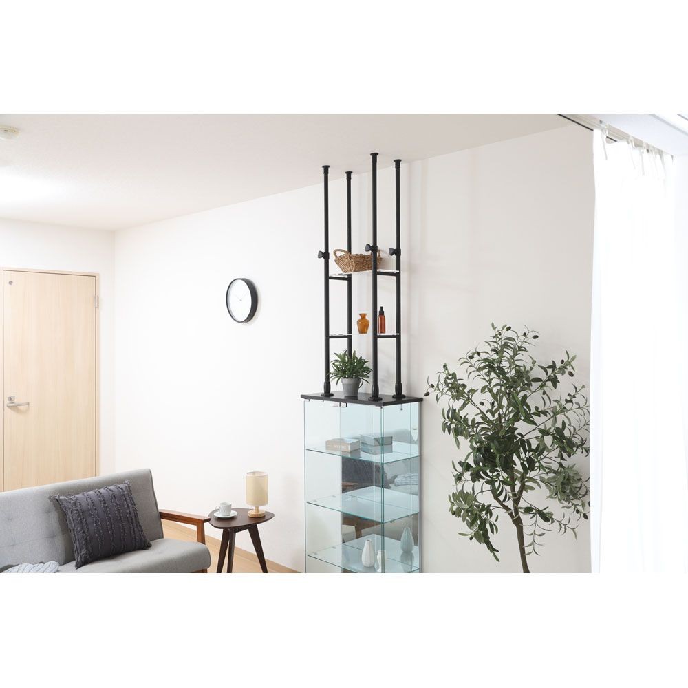 不二貿易 上置き突っ張りシェルフ　ＢＡＡＬ　ＢＫ【メーカー直送・代引不可】, ブラック, 幅390mm&times;奥行250mm&times;高さmm