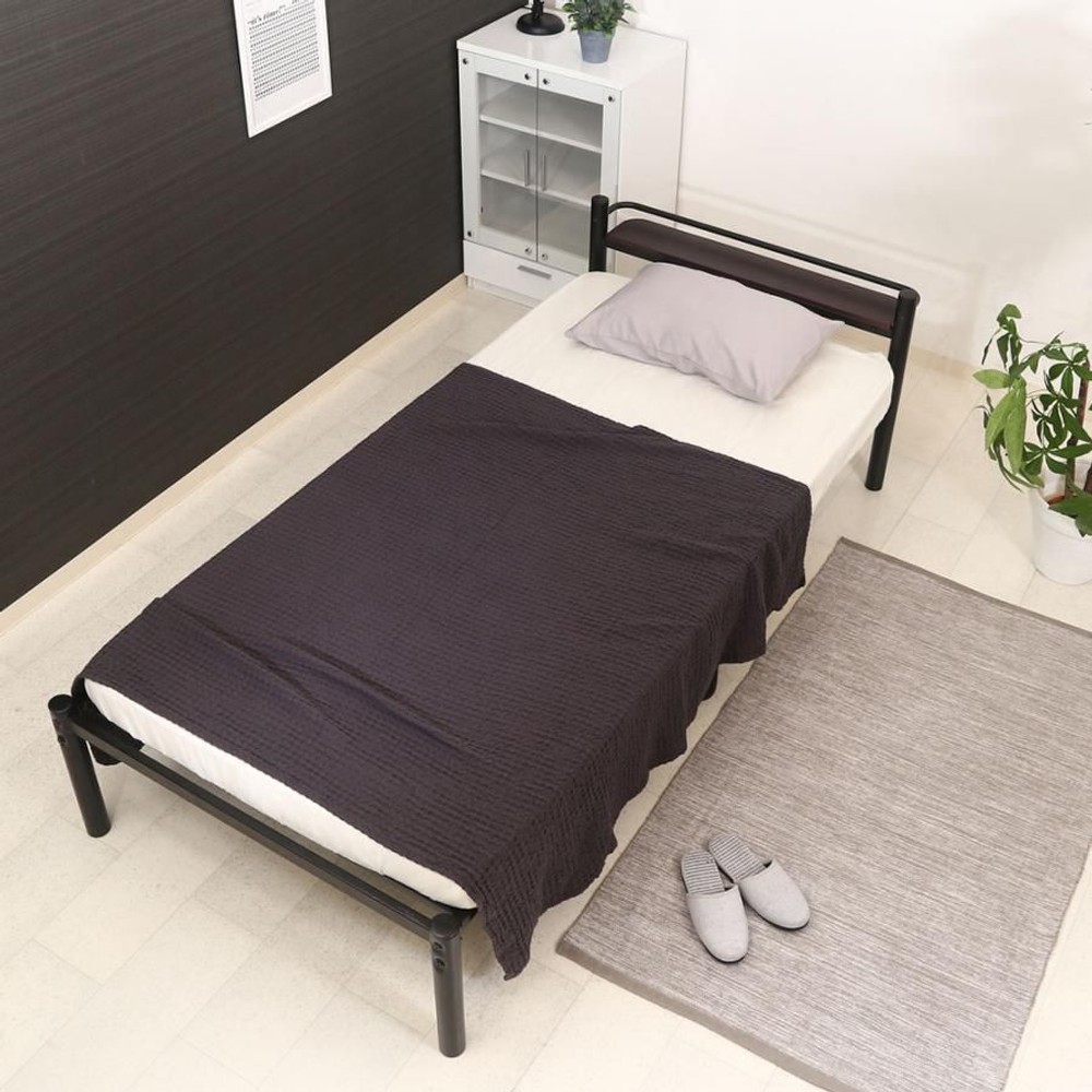 不二貿易  宮付　シングルベッド　タンテ　ブラック 【メーカー直送・代引不可】, アイボリー, 宮付