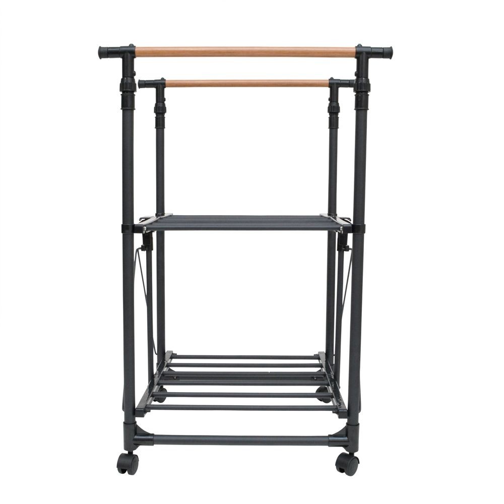 デザイン室内多機能物干しH型, ブラック, 高さ80.5cm