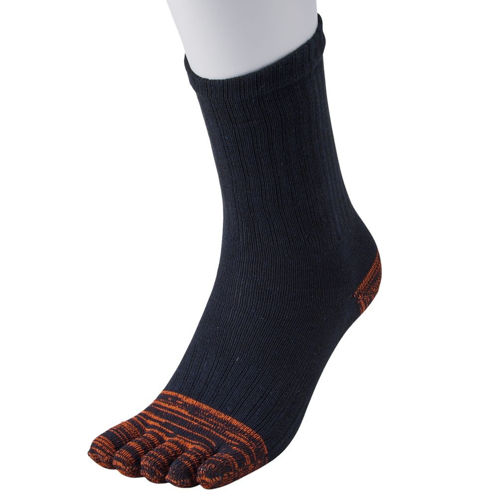 WIZ'A ウィザ 消臭・抗菌　銀イオン６Ｐ　５本指クルー丈　アソート, 杢柄・アソート, 25.0〜27.0cm