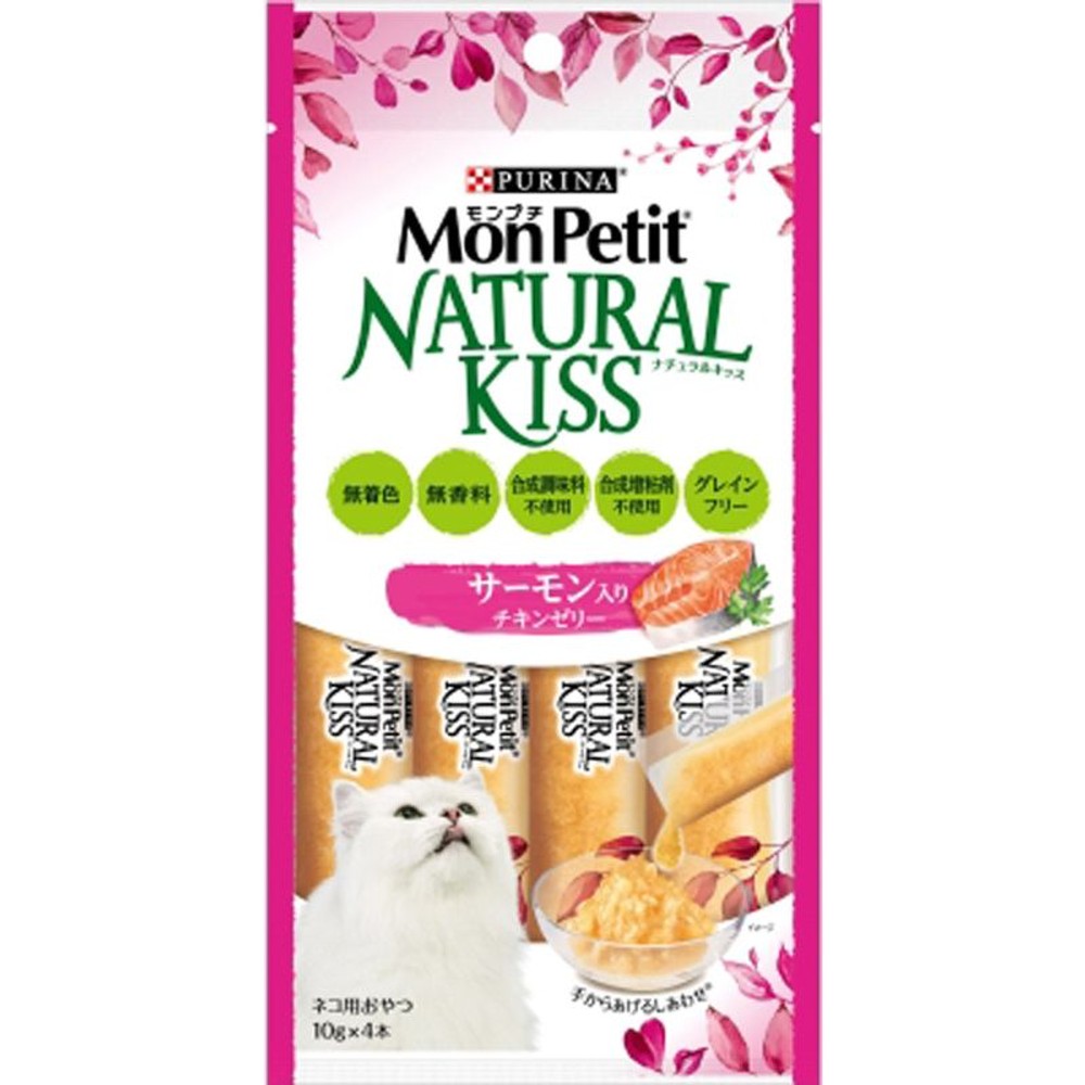 モンプチ　ナチュラルキッス　サーモン入りチキンゼリー　４０ｇ, サーモン入りチキンゼリー, 40g