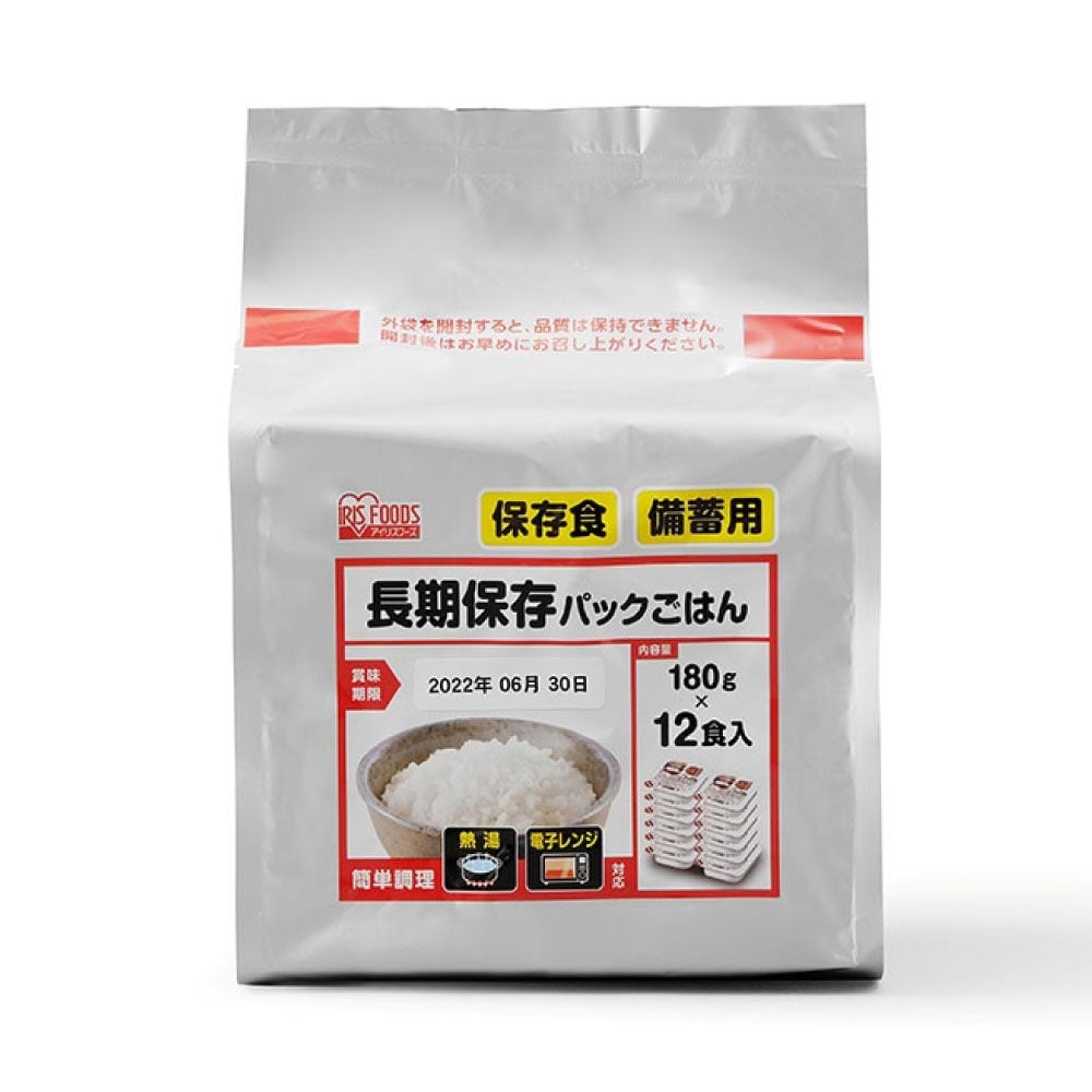長期保存パックごはん　180g&times;12パック, 長期保存パックごはん, 180g&times;12パック