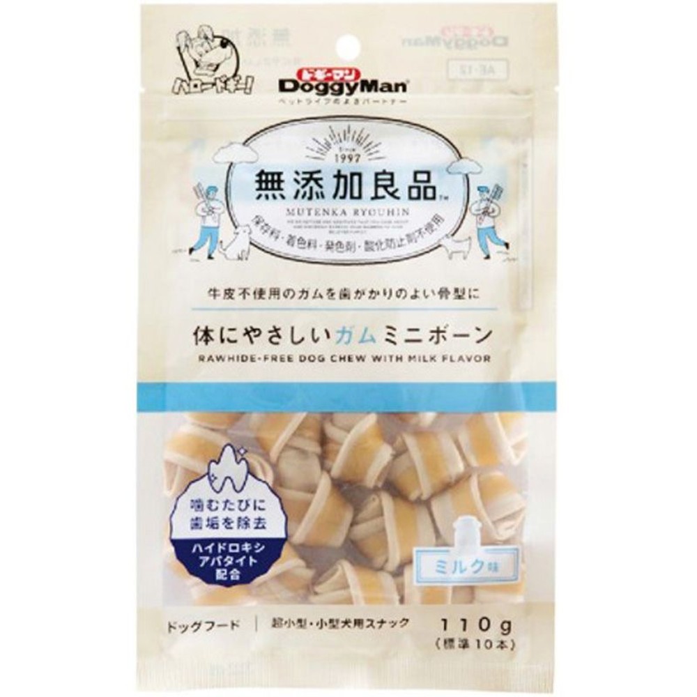 ドギーマン　無添加良品 やさしいガムミニボーン 110ｇ, ミルク味, 160g