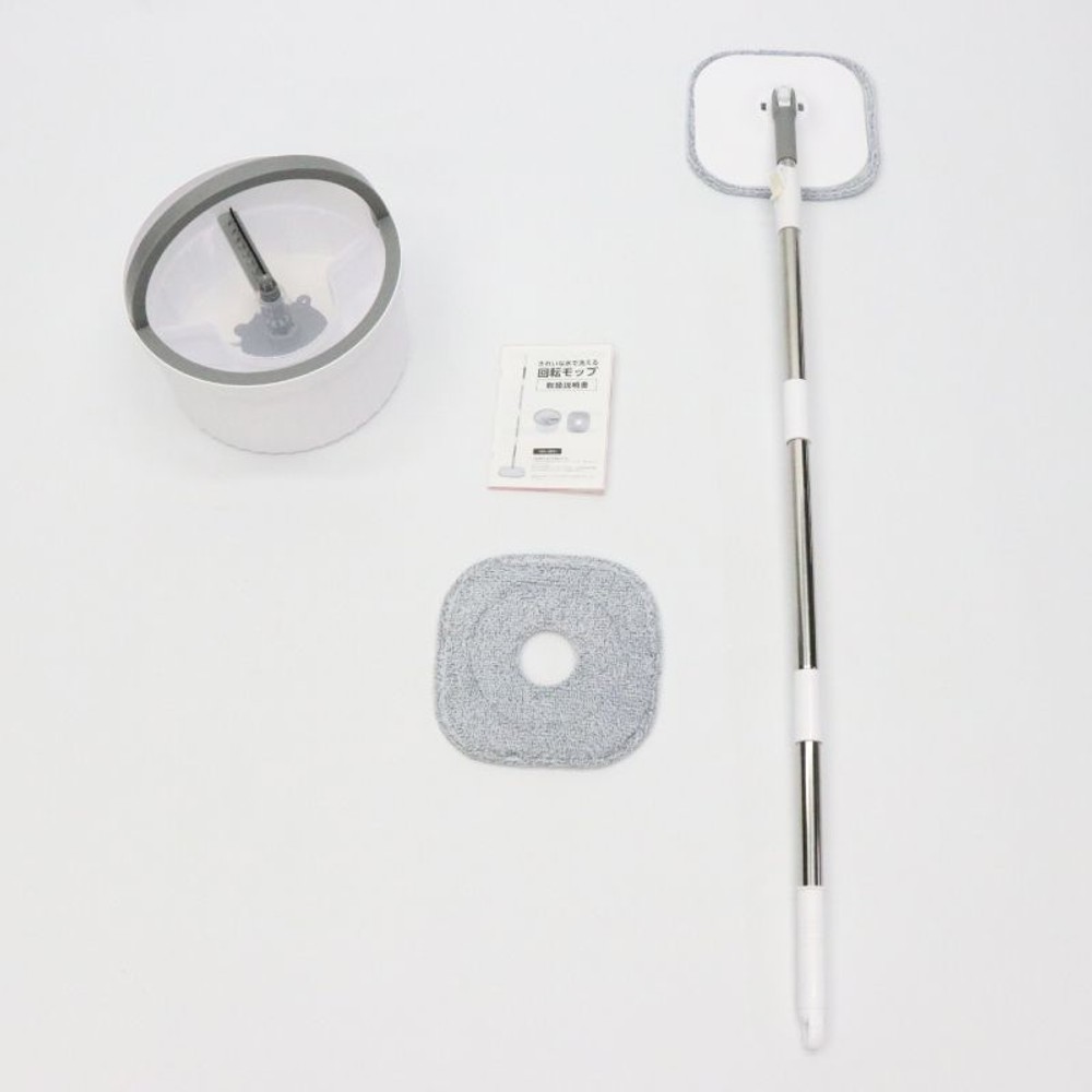  きれいな水で洗える回転モップ HDL-8551, ホワイト, モップパッド2枚セット