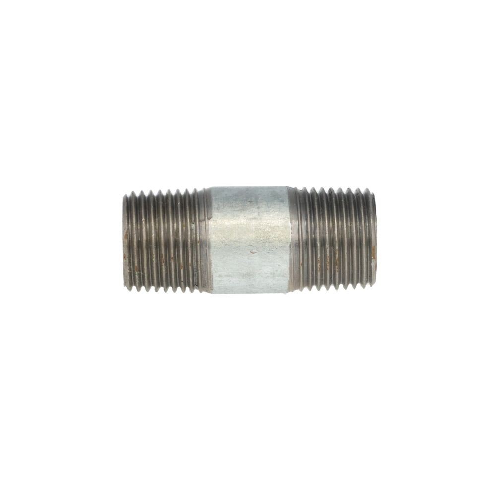 鋼管継手ＶＢニップル　１/２×５０, シルバー, ネジ付1/2×50