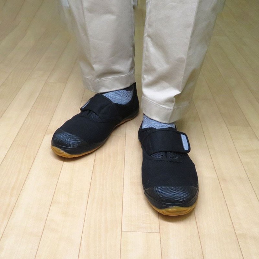 先芯入りワンタッチベルトシューズ　黒, BK（24.5）, 24.5cm