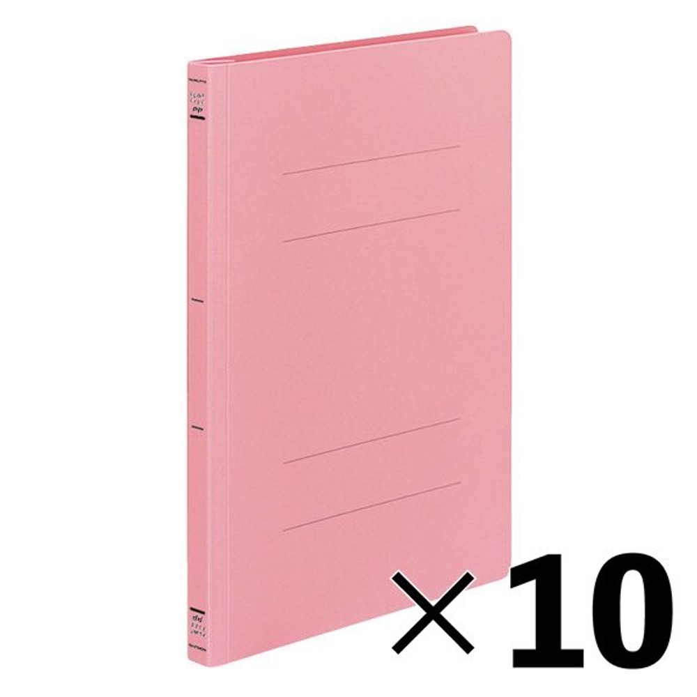 【10冊セット】コクヨ　フラットファイルPP　A4縦　3冊入　ピンク【メーカー直送・代引不可】, ピンク, A4縦×3冊
