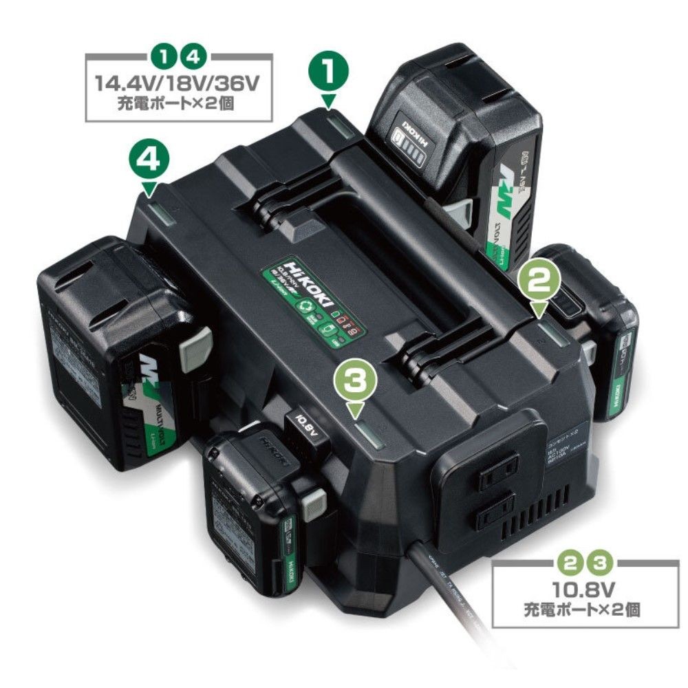 HiKOKI ハイコーキ マルチポート充電器 UC18YTSL (S) ※スライド式10.8V・14.4V・18V・マルチボルト対応, ブラック, 充電器