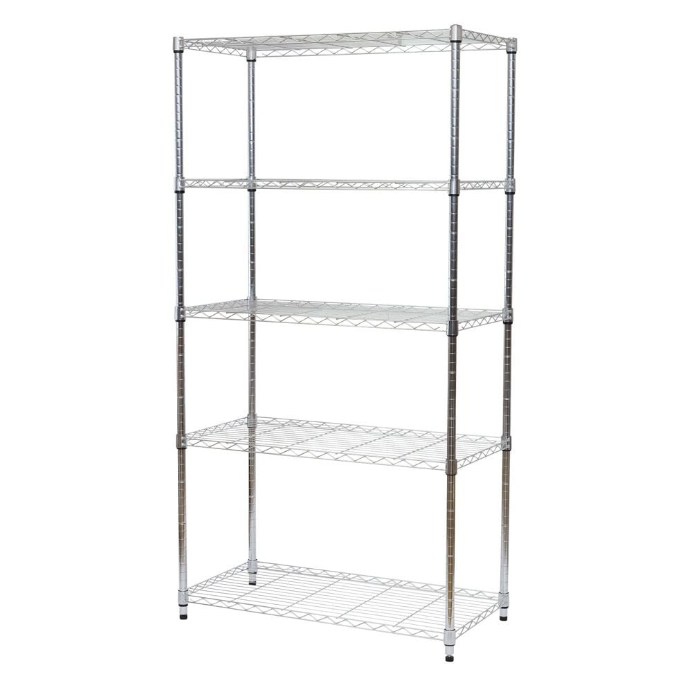 【数量限定】ドウシシャ システムワイヤーラック5段90Ｗ SW25-90175 （幅91.5cm&times;奥行46cm&times;高さ174cm）, シルバー, 幅915mm&times;奥行460mm&times;高さ1740mm