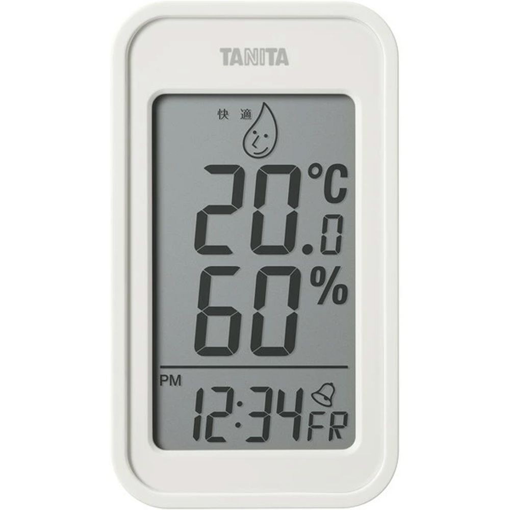 タニタ デジタル温湿度計 TT-589-IV アイボリー, アイボリー, 幅75mm&times;奥行30mm&times;高さ132mm