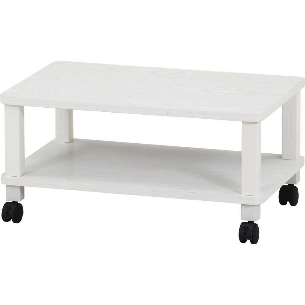 不二貿易 フィット　マルチテーブル（キャスター付）　オークＷＨ【メーカー直送・代引不可】, ホワイト, 幅595mm&times;奥行390mm&times;高さ285mm