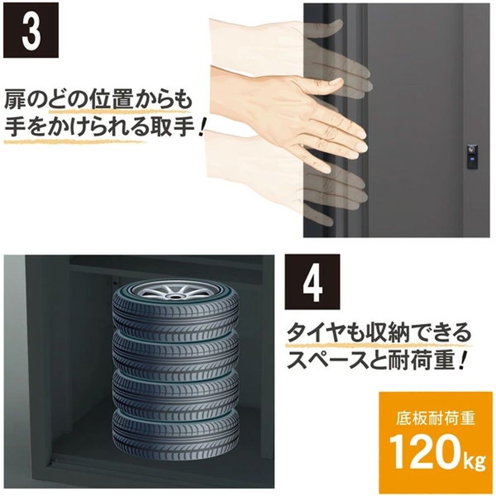 グリーンライフ SRM-1515（BK/AGY） ダシーレ ファミリー物置, ブラック, 幅1550mm&times;奥行820mm&times;高さ1530mm