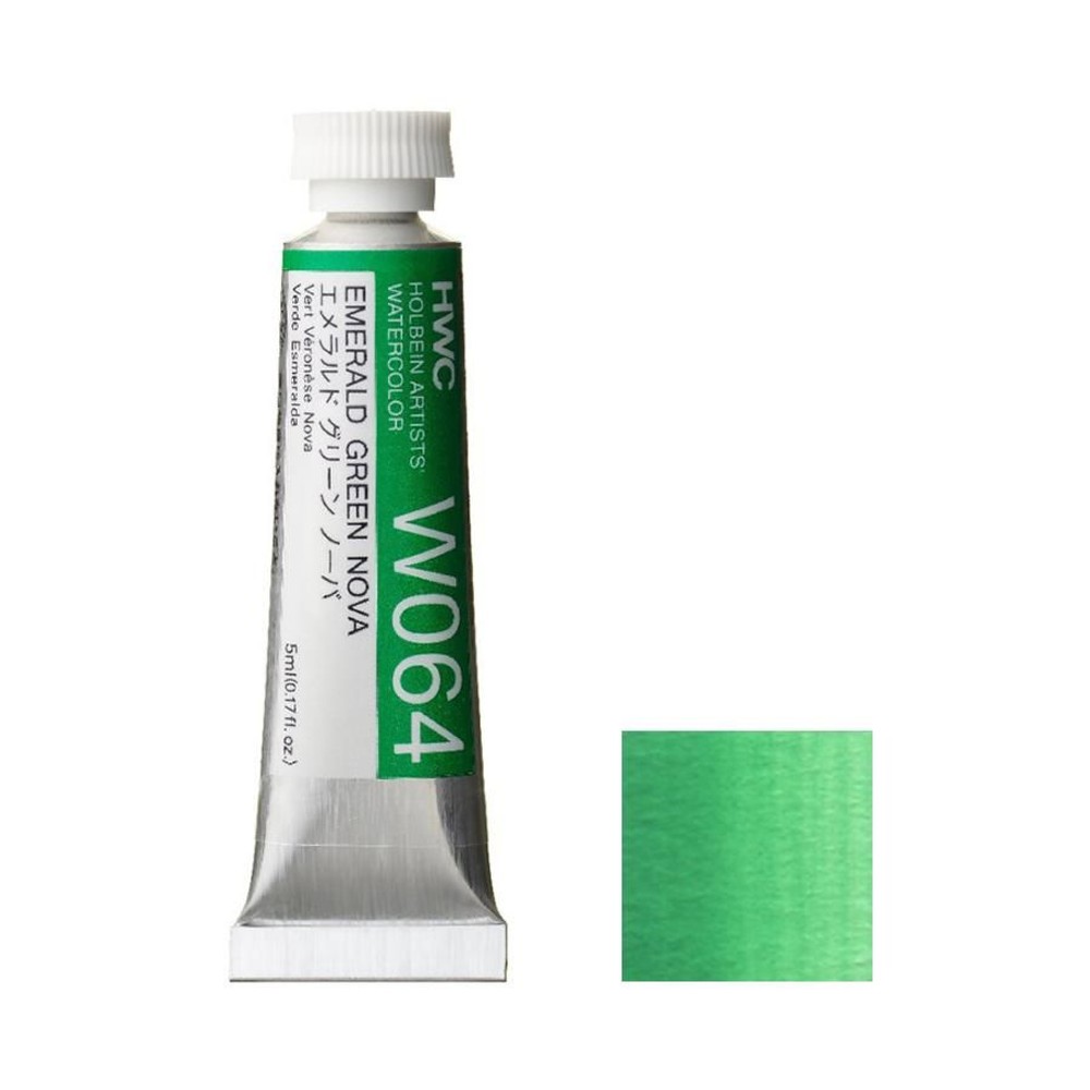 ホルベイン 透明水彩絵具 2号 (5ｍｌ) W064 エメラルド グリーン ノーバ, W064エメラルドグリーンノーバ, 2号 (5ｍｌ) 