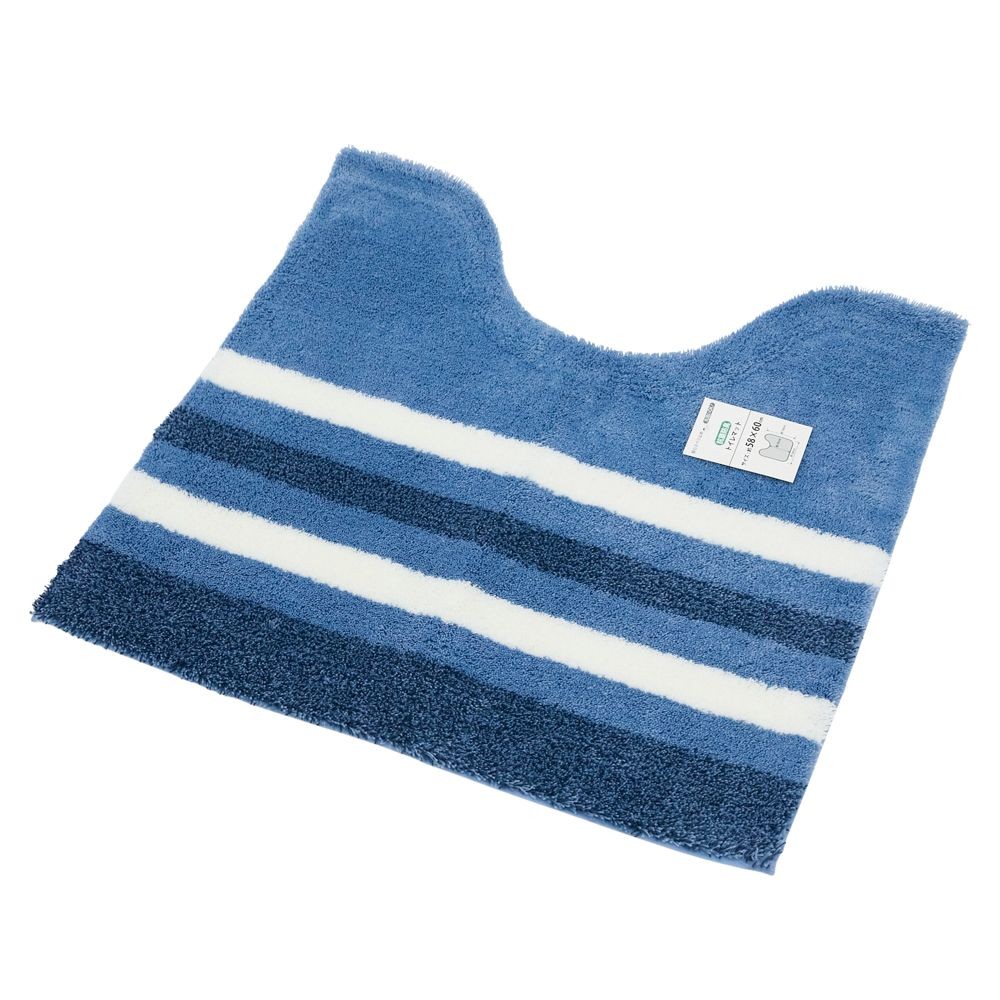 センコーＮＥＯボーダートイレマット, ネイビーブルー, 58&times;60cm