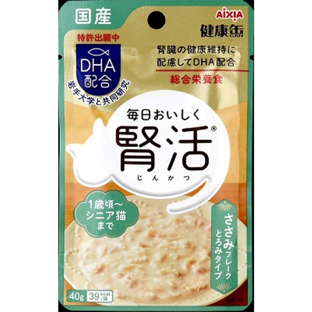 アイシア　国産健康缶パウチ　腎活笹身Ｆとろみ　40ｇ, 笹身フレークとろみ, 40g