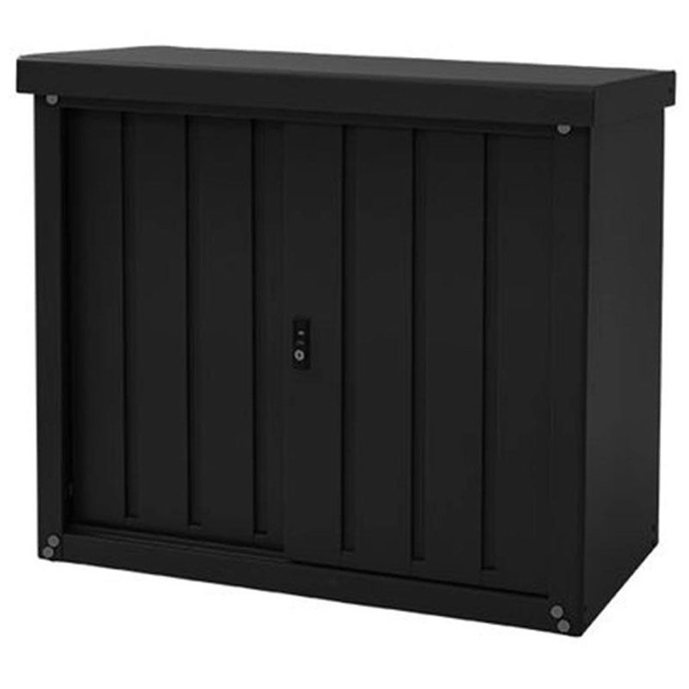 山善　デザイン収納庫  幅927&times;奥行495&times;高さ834mm  DSSBー098（BK）　ガーデンマスター, ブラック, DSSB-098(BK) 