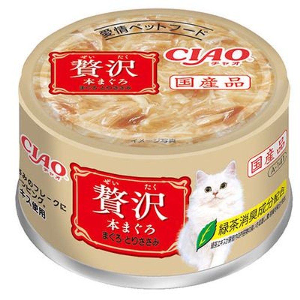 チャオ　贅沢本まぐろ　まぐろ・とりささみ　80ｇ, まぐろ・とりささみ, 80g