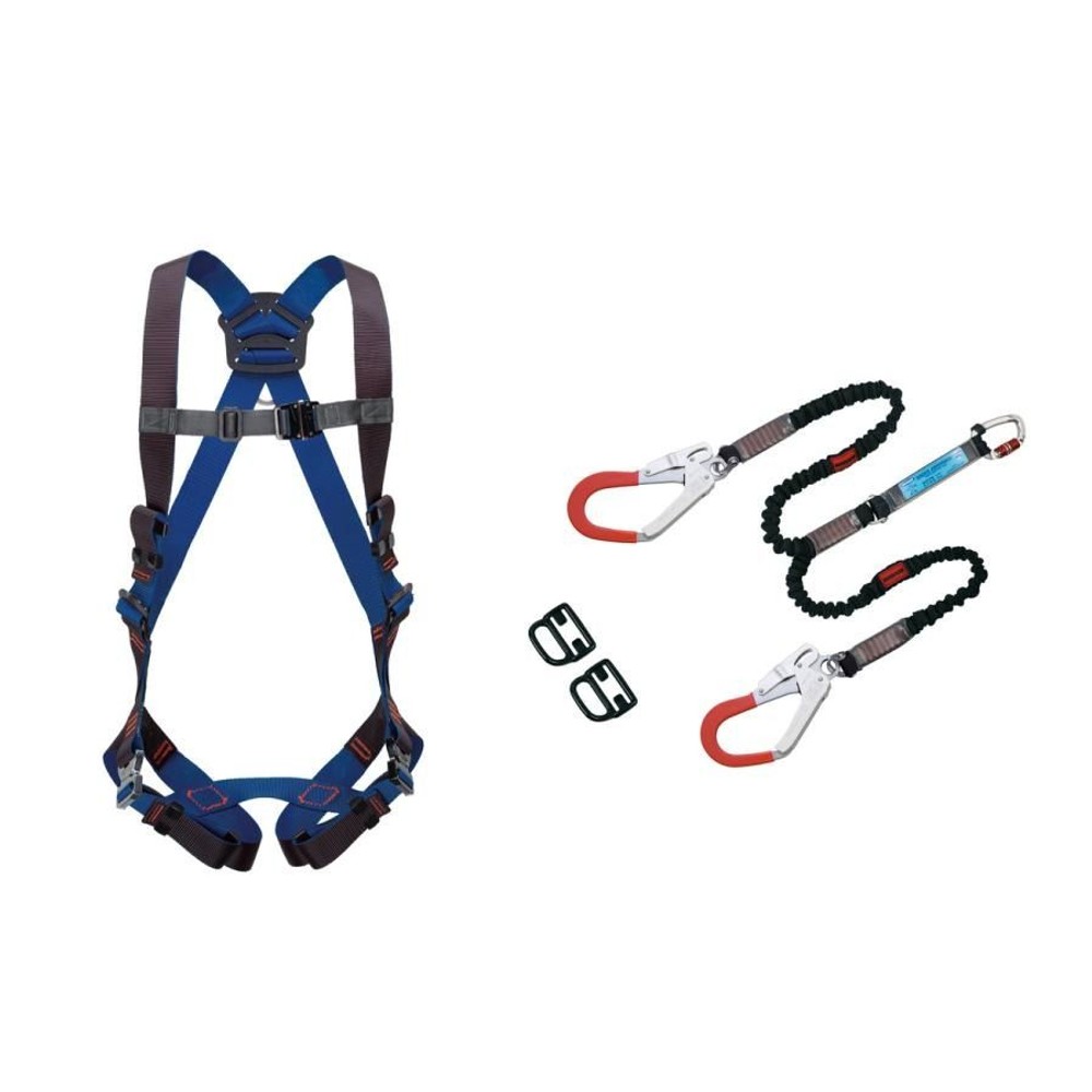 WIZ'A ウィザ ツヨロン レヴォ ハーネス ブルー M ツインランヤード付 TH508OTBKBLM+2NV21KSBK2R23AKS, ブルー, Mサイズ