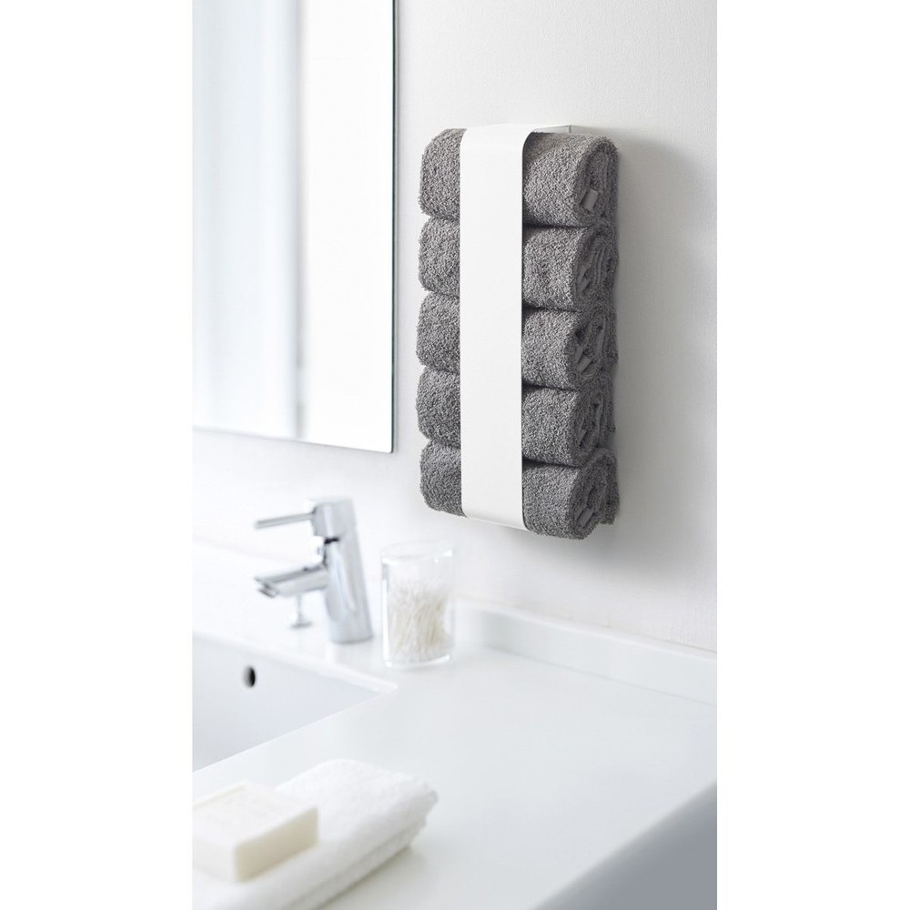 マグネットタオルホルダー　プレート　ホワイト, ホワイト, 幅8×奥行7.5×高さ40cm