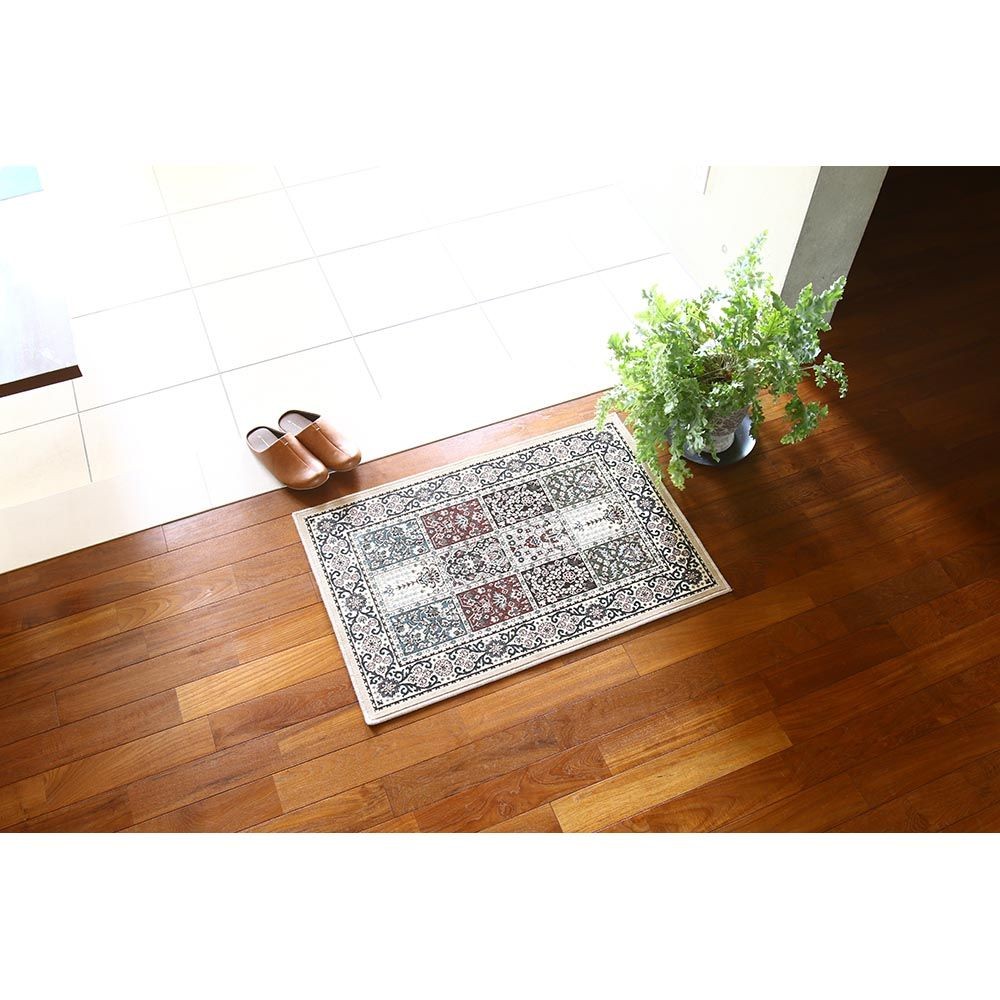 洗える・すべりにくい・抗菌防臭・床暖房対応 70&times;120cm 国産モケットマット MED ベージュ, ベージュ, 70&times;120cm