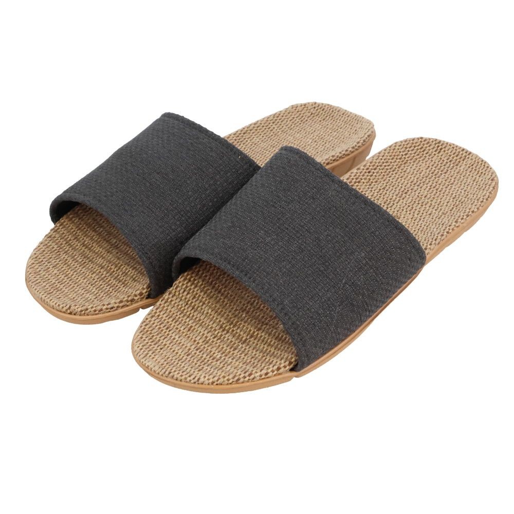 麻中カップインソールスリッパ　ＢＫ　Ｌ, ダークグレー, Lサイズ