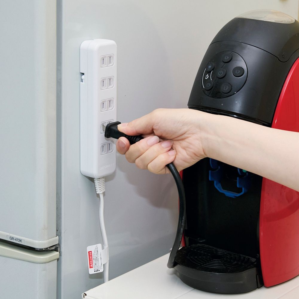 ウィザ WIZ'A フック付きマグネットタップ５個口 １ｍ, ホワイト, 1.0m