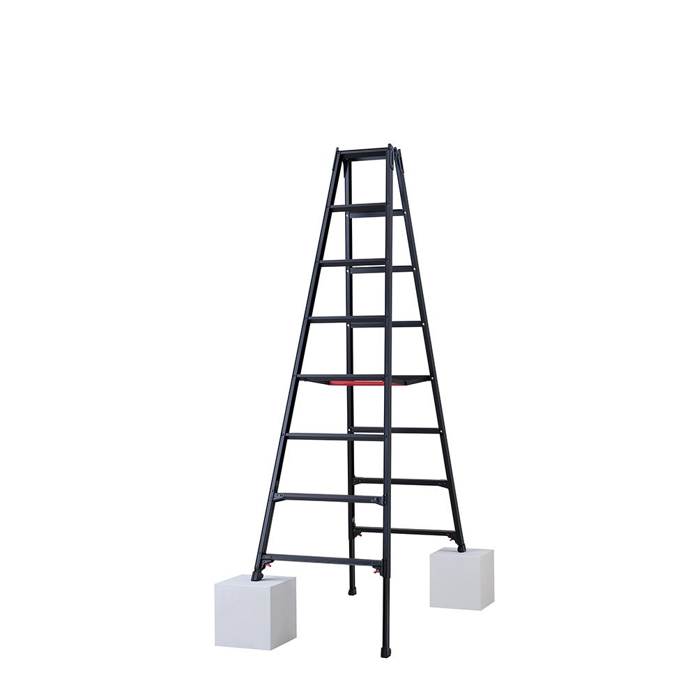 【法人限定】長谷川工業 脚部伸縮式脚立（ブラックレーベル）　ＲＹＺＢー２４, ブラック, RYZB-24