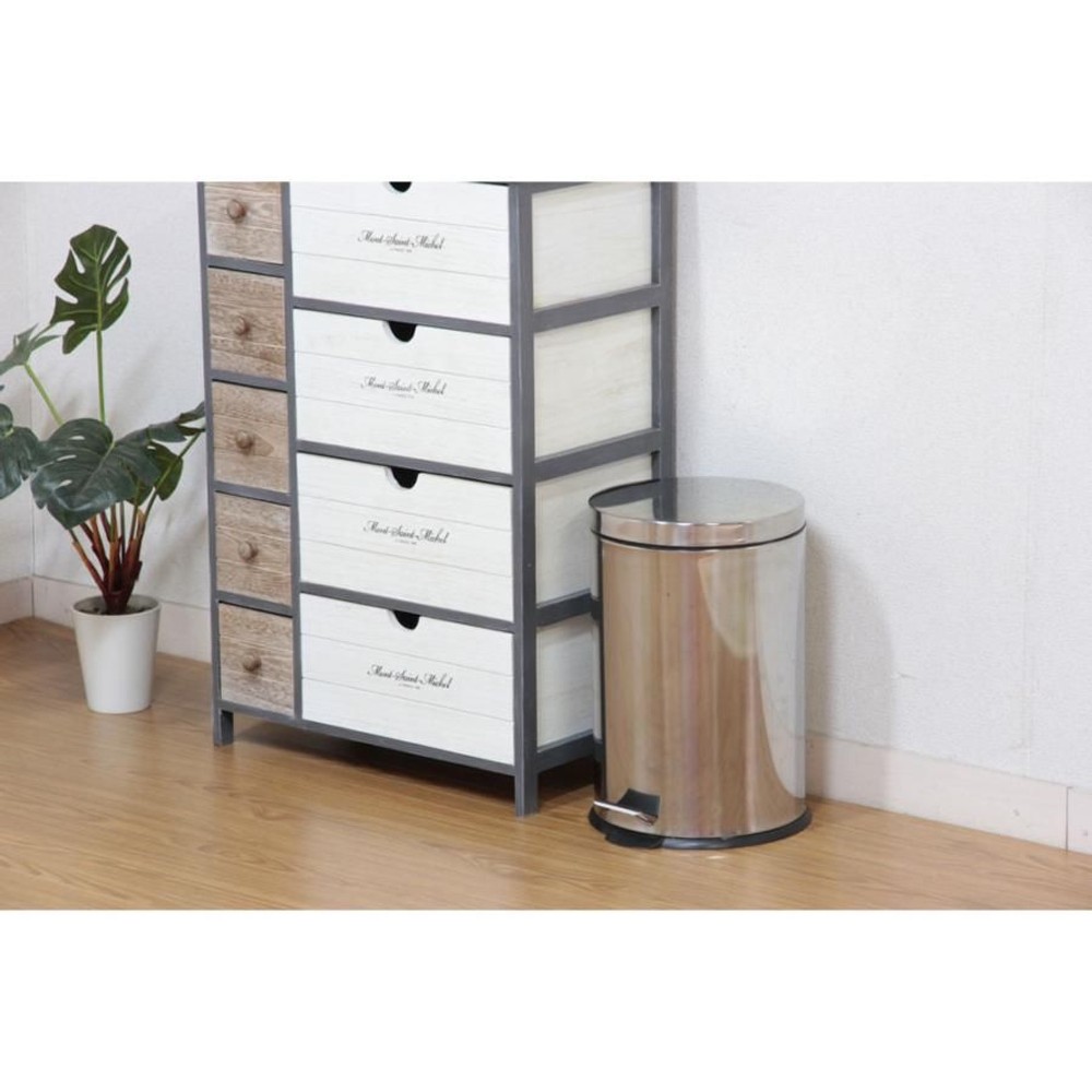 ステンレス　ラウンドペダルペール【メーカー直送 代引不可】, ステンレス, 5.0L