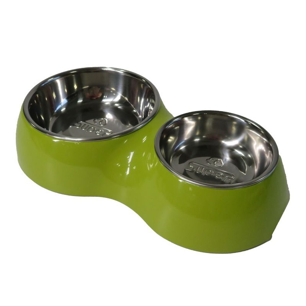 ペット用メラミンツイン食器ステンボウル付き, オレンジ, Sサイズ