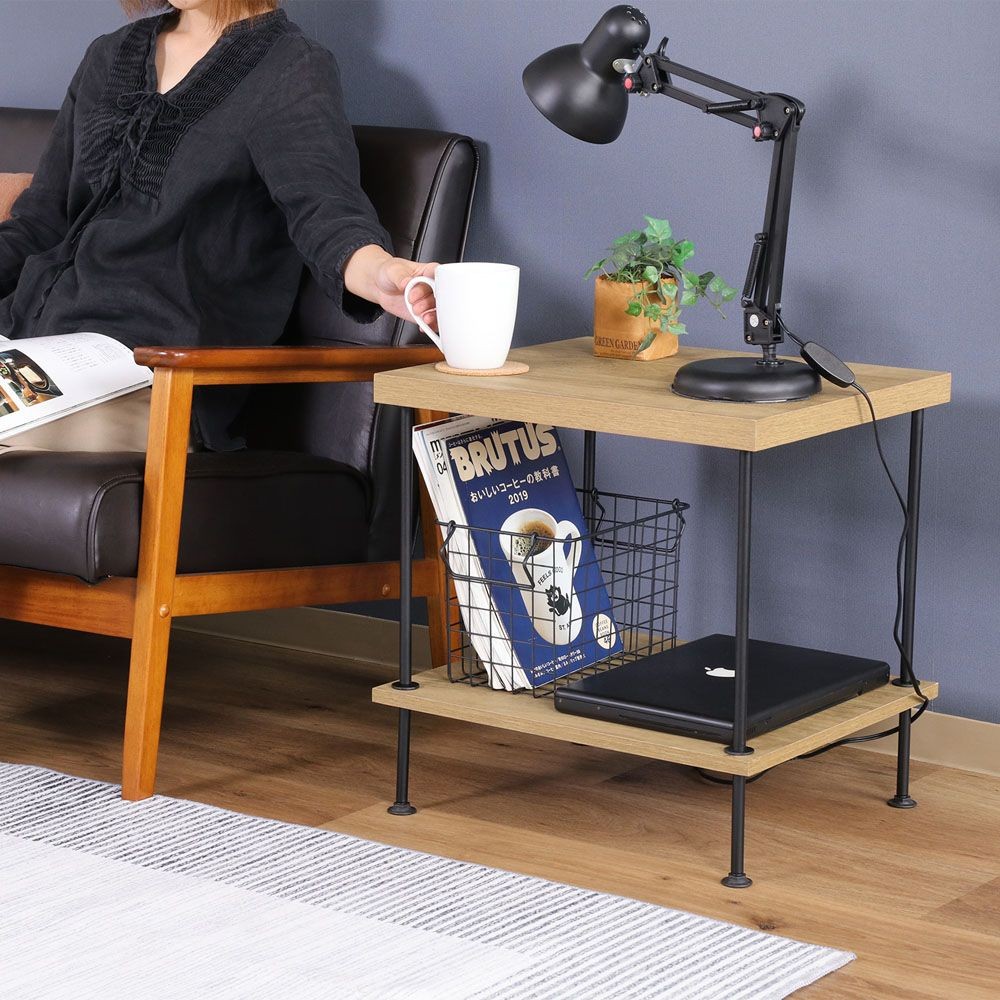 不二貿易 ＥＺＢＯツイストロック　サイドテーブル　ＯＡＫ　ＮＡ【メーカー直送・代引不可】, ナチュラル, 幅470mm&times;奥行400mm&times;高さ480mm