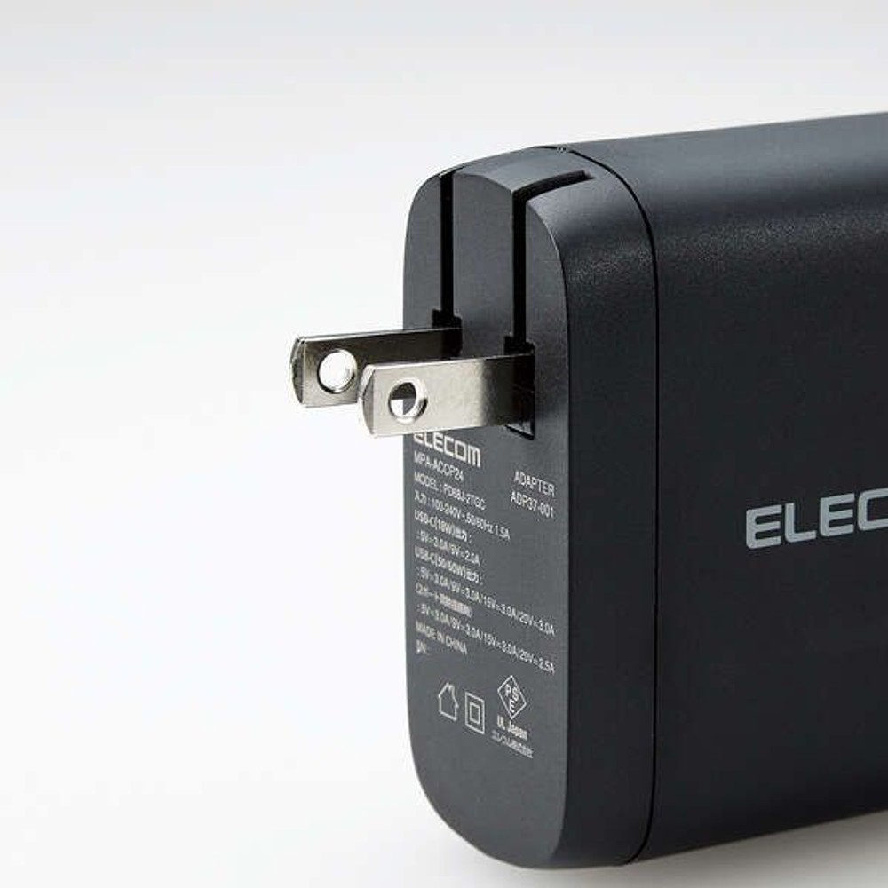 パワーデリバリー対応AC充電器 MPA-ACCP24BK, ブラック, 2ポート