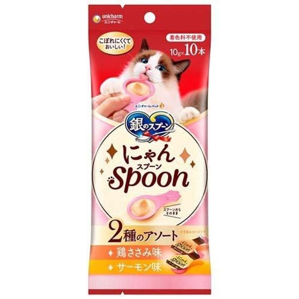 ユニチャーム　にゃんスプーン　ささみ＆サーモン　100ｇ, ささみ＆サーモン, 10g&times;10本