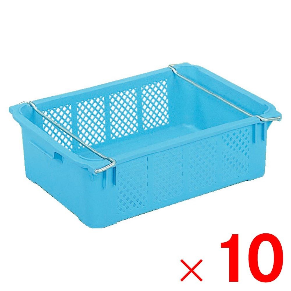 サンコー サンテナー A#40-2 PP ハンドル付 ライトブルー 104400-01 &times;10個セット【メーカー直送・代引不可】【法人限定】, ライトブルー, 10P
