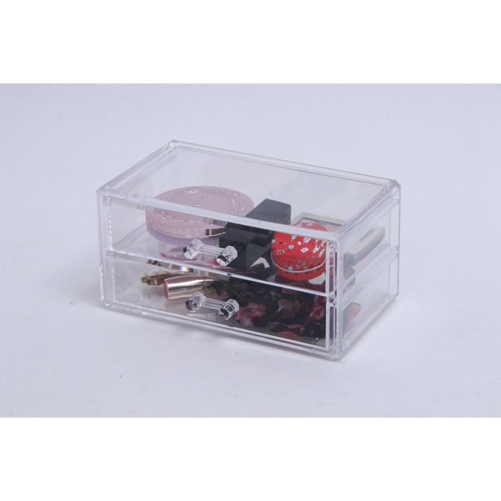 不二貿易  ＰＳコスメ収納　引き出し2段 【メーカー直送 代引不可】, クリア, 14382