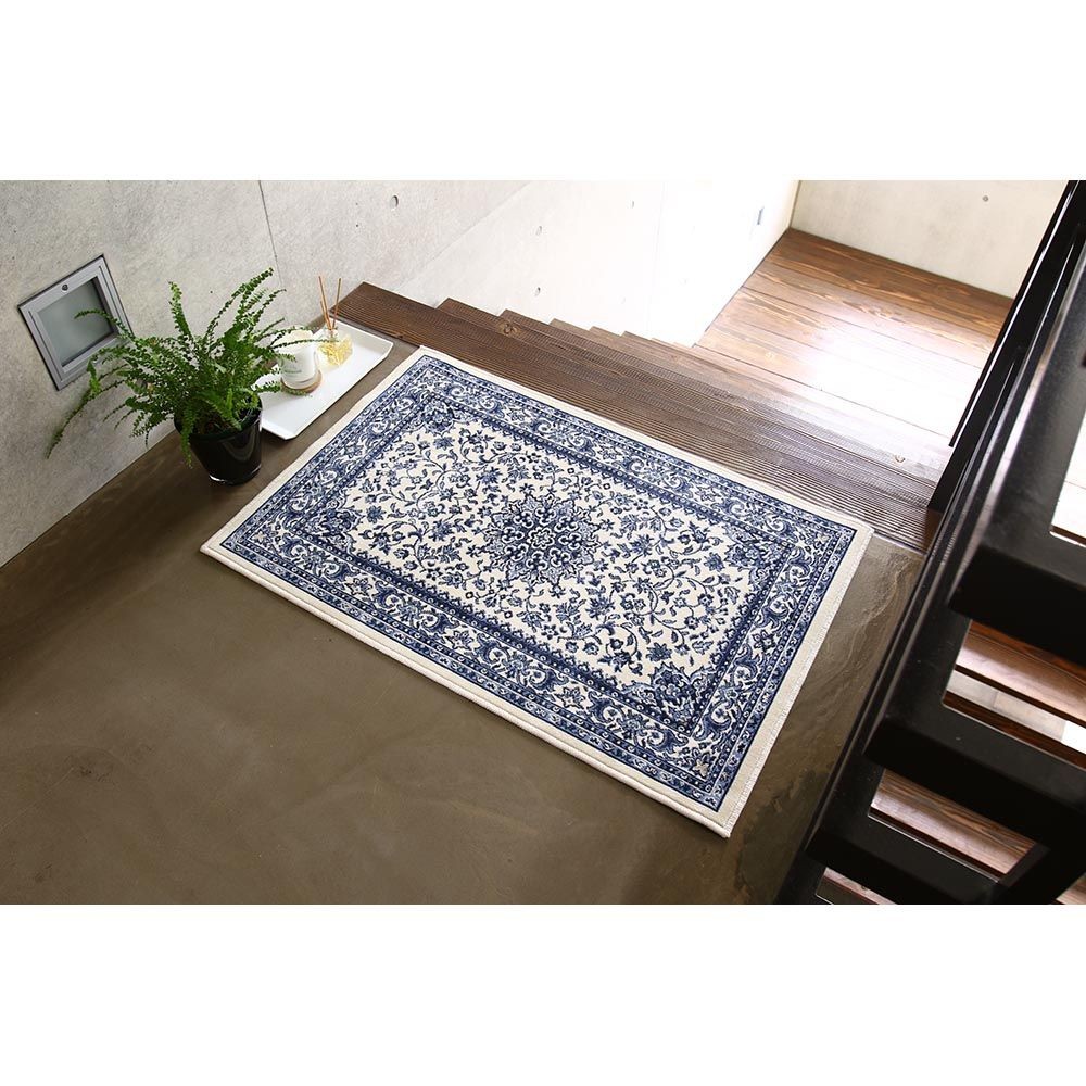 洗える・すべりにくい・抗菌防臭・床暖房対応 67&times;110cm 国産モケットマット SNM ブルー, ブルー, 67&times;110cm