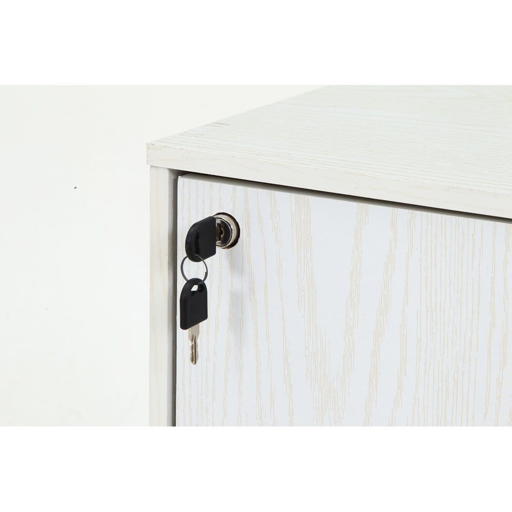 不二貿易 鍵付き収納ボックス　オークＷＨ【メーカー直送・代引不可】, ホワイト, 幅390mm&times;奥行310mm&times;高さ720mm