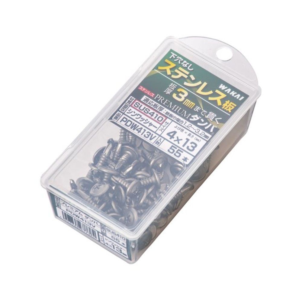 セルフドリルネジ プレミアムダンバ  シンワッシャー  4&times;13 PDW413V, シルバー, よび径4mm&times;長さ13mm