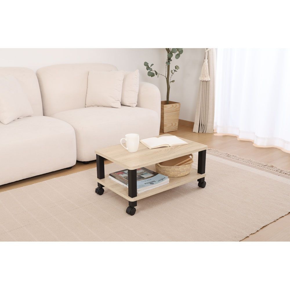 不二貿易 フィット　マルチテーブル（キャスター付）　オーク【メーカー直送・代引不可】, オーク, 幅595mm&times;奥行390mm&times;高さ285mm