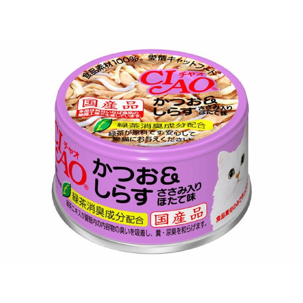 チャオ　かつお＆しらす　ほたて味　85Ｇ, ささみ入りほたて味, 85g